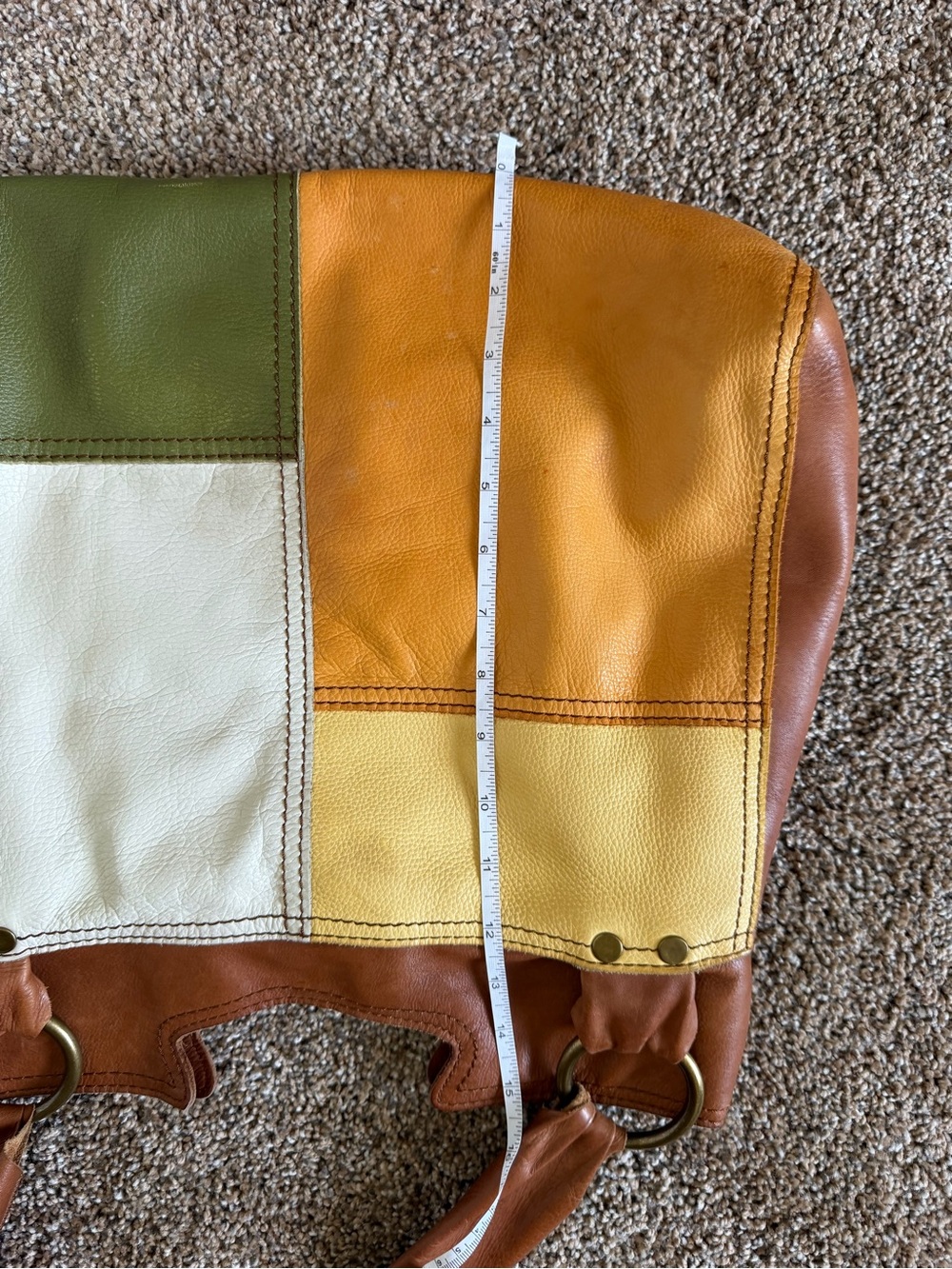 LUCKY BRAND Pebble Leather Colorful Patchwork Hobo Shoulder Bag Shopper Tote - Picture 12 of 12